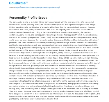 Personality Profile Essay