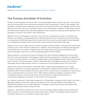 The Process And Basis Of Evolution