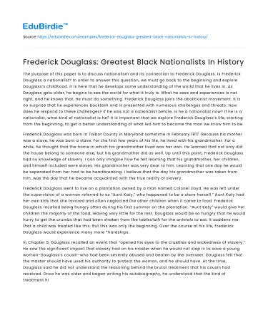 Frederick Douglass: Greatest Black Nationalists In History