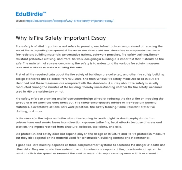 Why Is Fire Safety Important Essay