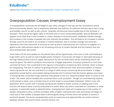 Overpopulation and Its Impact on Employment Rates