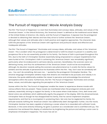 The Pursuit of Happiness’: Movie Analysis Essay