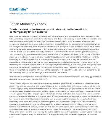 British Monarchy Essay