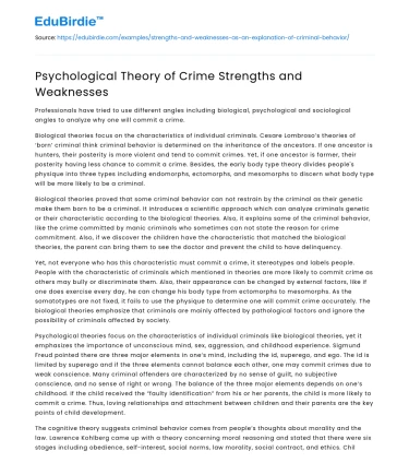 Psychological Theory of Crime Strengths and Weaknesses