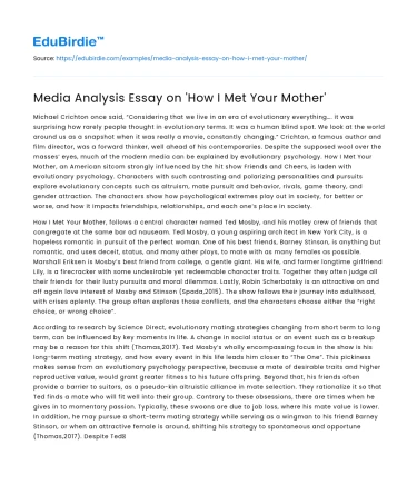 Media Analysis Essay on ‘How I Met Your Mother’