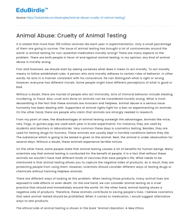 Animal Abuse: Cruelty of Animal Testing