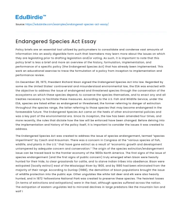Endangered Species Act Essay