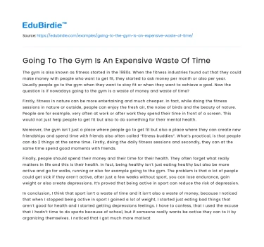 Going To The Gym Is An Expensive Waste Of Time