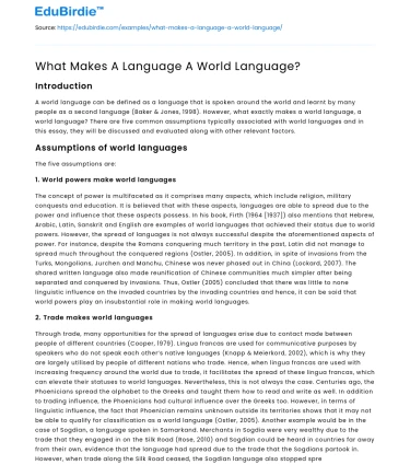 What Makes A Language A World Language?