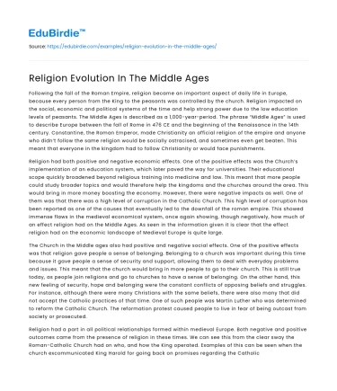 Religion Evolution In The Middle Ages
