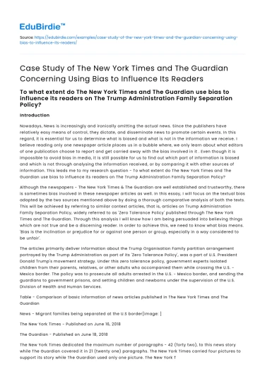 Media Bias Influence on Readers: NYT vs Guardian