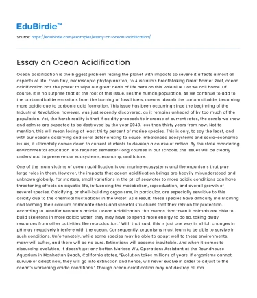 Essay on Ocean Acidification