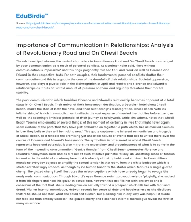 Communication in Relationships: Revolutionary Road and Chesil Beach