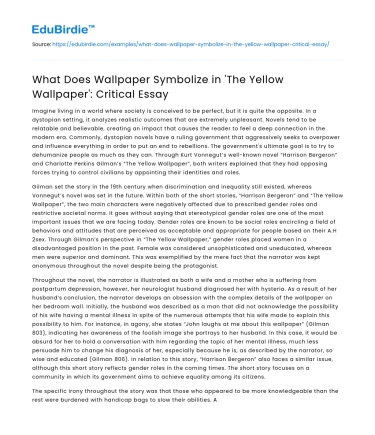 What Does Wallpaper Symbolize in ‘The Yellow Wallpaper’