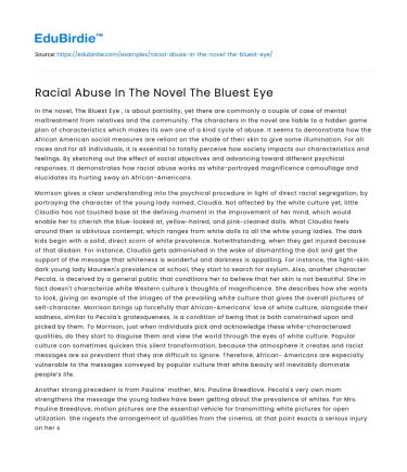 Racial Abuse in Toni Morrison’s The Bluest Eye
