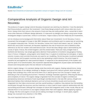 Comparative Analysis of Organic Design and Art Nouveau