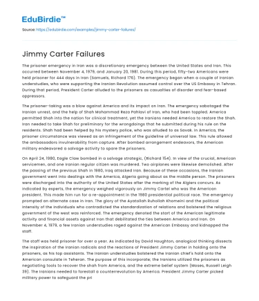The Challenges of Jimmy Carter’s Presidency