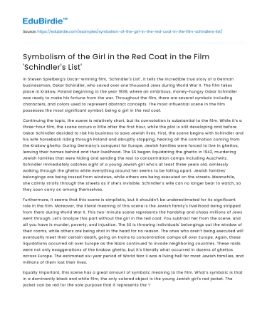 Symbolism of the Girl in the Red Coat in the Film ‘Schindler’s List’