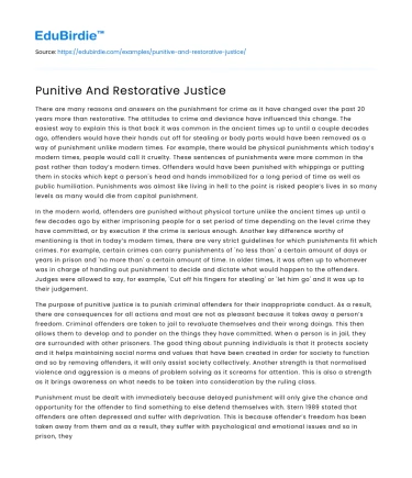 Punitive And Restorative Justice