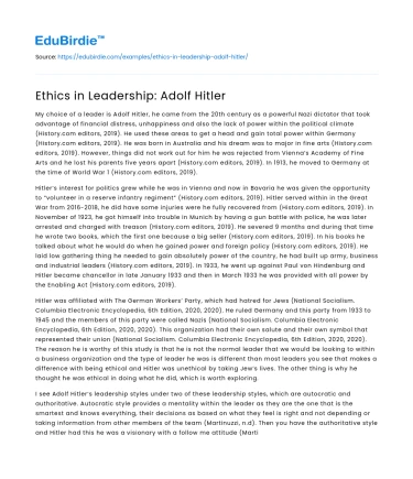 Ethics in Leadership: Adolf Hitler