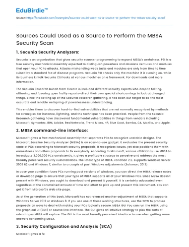 Leveraging Resources for MBSA Security Scans