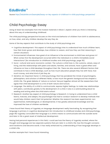 Child Psychology Essay