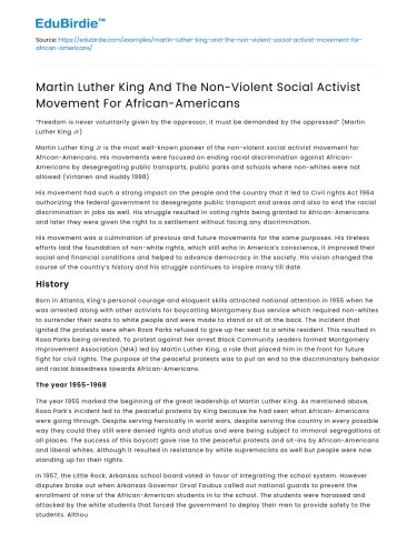 MLK & Non-Violent Movement for African-Americans