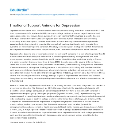 Emotional Support Animals for Depression