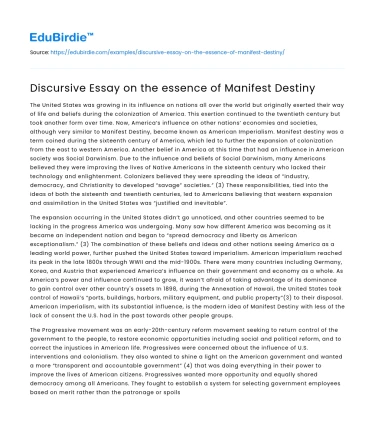 The Ideology of Manifest Destiny: A Critical Examination