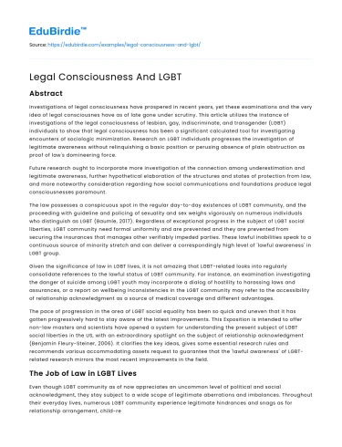Legal Consciousness in LGBT Communities