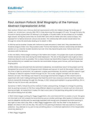 Paul Jackson Pollock: Famous Abstract Expressionist Artist Bio