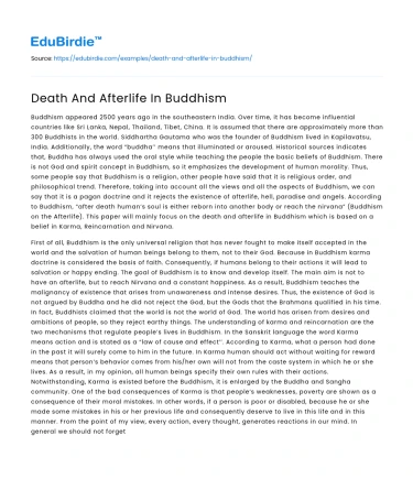 Death And Afterlife In Buddhism