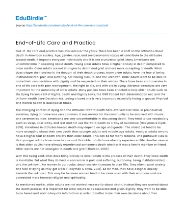 End-of-Life Care and Practice