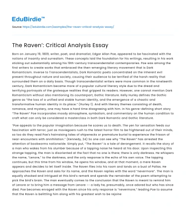 The Raven’: Critical Analysis Essay