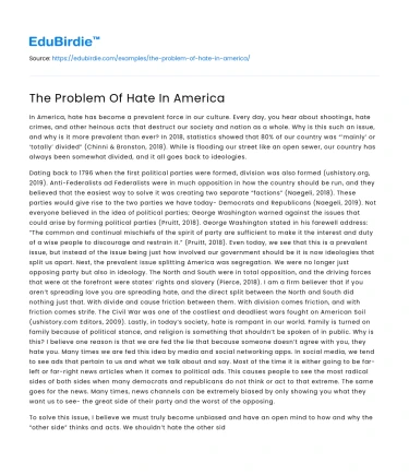 The Problem Of Hate In America