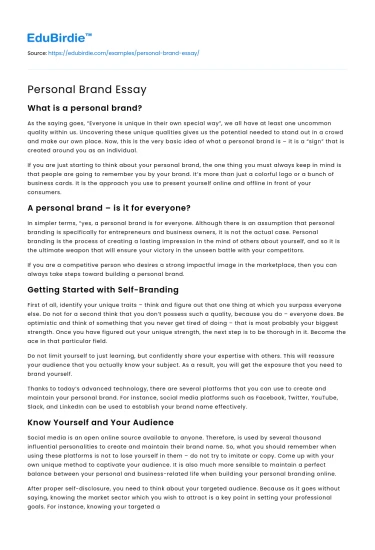 Personal Brand Essay