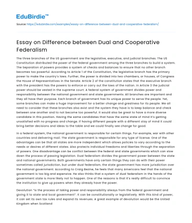 Contrasting Dual and Cooperative Federalism