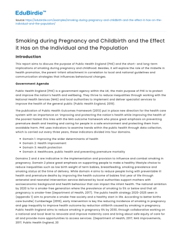 Smoking in Pregnancy: Effects on Individuals & Population