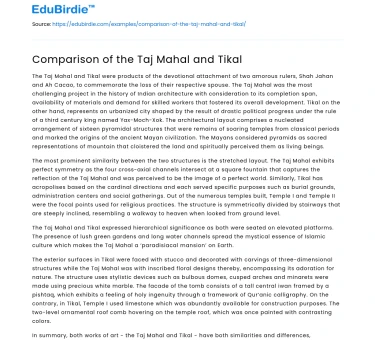Comparison of the Taj Mahal and Tikal