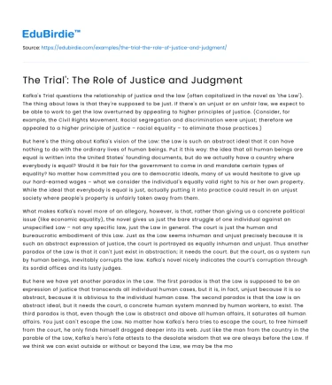 The Trial’: The Role of Justice and Judgment