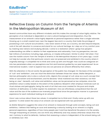 Temple of Artemis Column at Met Museum