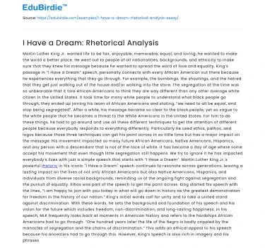 I Have a Dream: Rhetorical Analysis