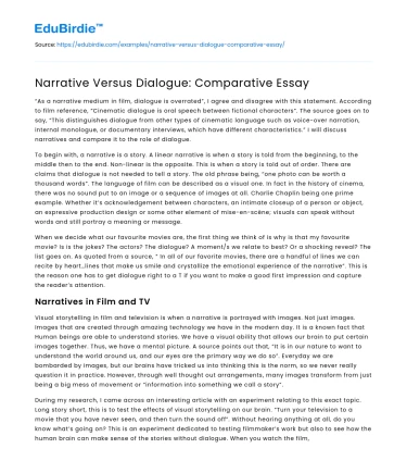 Narrative Versus Dialogue: Comparative Essay