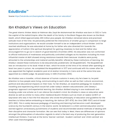 Ibn Khaldun’s Views on Education