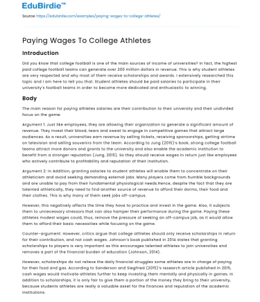 Paying Wages To College Athletes