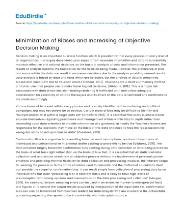 Minimization of Biases and Increasing of Objective Decision Making