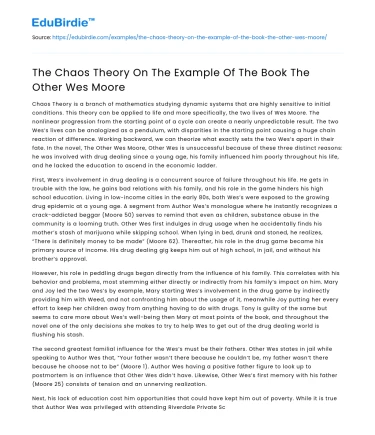 The Chaos Theory On The Example Of The Book The Other Wes Moore