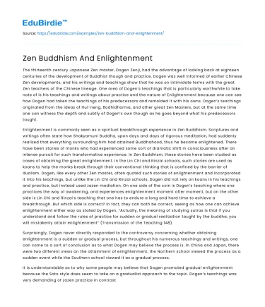 Zen Buddhism And Enlightenment
