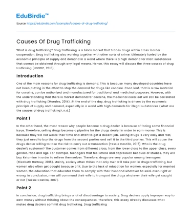 Causes Of Drug Trafficking