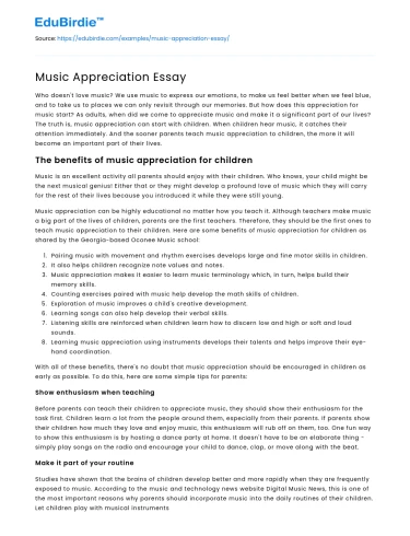 Music Appreciation Essay